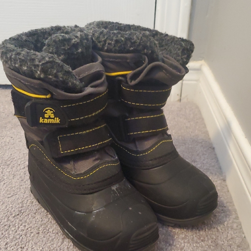 Kamik Black and Yellow Kids' Snow Boots